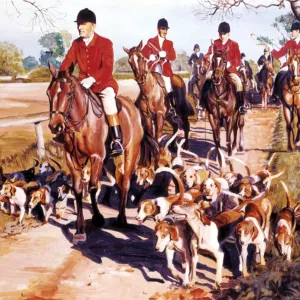 Fox hunting - riders and their dogs