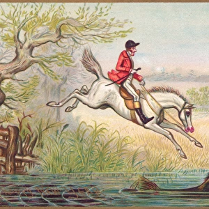 Foxhunting scene on a New Year card