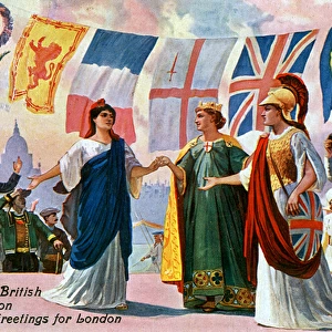 Franco-British Exhibition - Marianne, England and Britannia