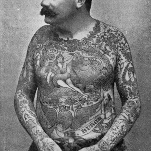 Frank de Burgh, tattooed man, 1897