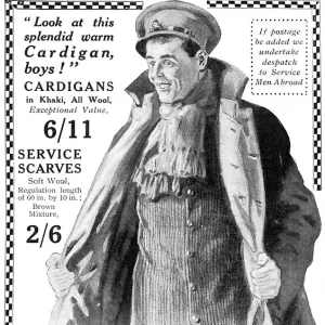 Frederick Gorringe advert - cardigans for soldiers, WWI