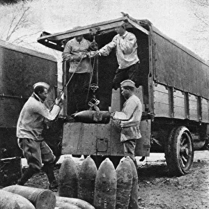 French artillery shells being loaded for transport