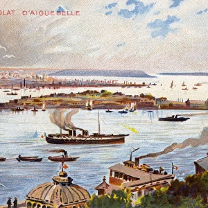French Artist impression of New York over Hudson River