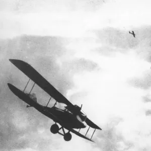 French balloon shot down by German aircraft, WW1