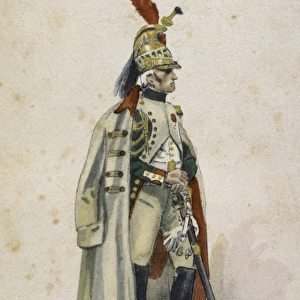French Dragoon. French Army. Napoleonic Empire. 1807. Engrav