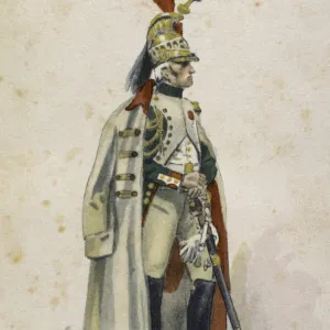 French Dragoon. French Army. Napoleonic Empire. 1807. Engrav