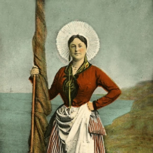 French fisherwoman in traditional dress