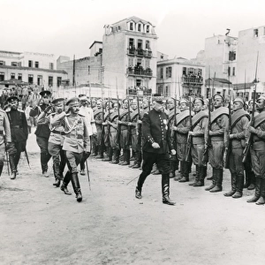 French General at review of Russian troops, WW1