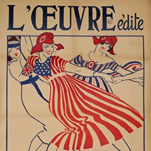 French poster, three patriotic dancers, WW1