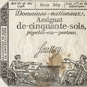 French Revoluton / French Republic - Assignat note - 50 sols