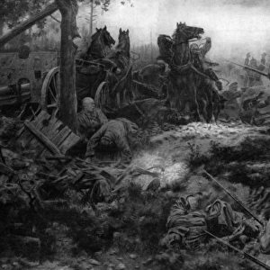 French soldiers, with bayonets fixed, capture a German Field