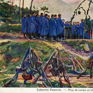 French soldiers at mass on the Western Front, WW1