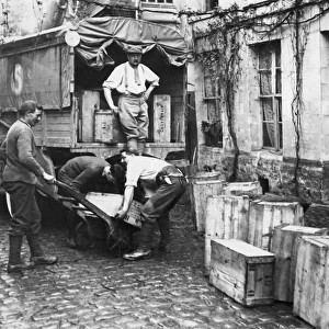 French soldiers removing wine for safe keeping, WW1