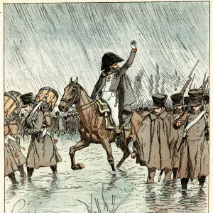 French troops marching in the rain