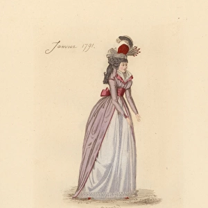 French woman wearing the fashion of January 1791