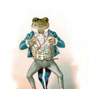 Frog in human clothing on a French postcard