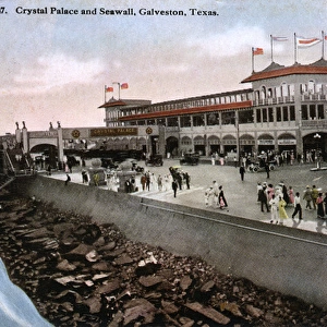 Galveston, Texas, USA - Crystal Palace and the Sea Wall
