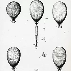 Garnerins Balloons and descent of the parachute - 1802