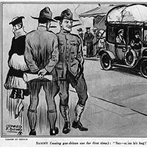 Gas powered cars, WW1 cartoon