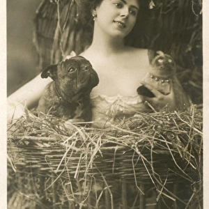 Gaynor Rowlands, performer, with cat and dog