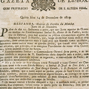 Gazeta de Lisboa. Historical context of the Peninsular War