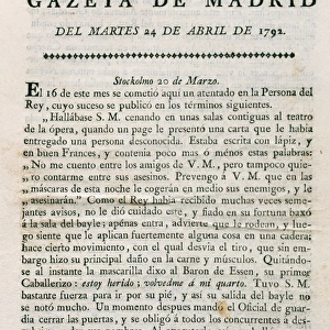 Gazeta de Madrid Newspaper. 1792