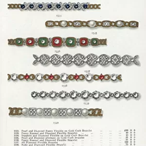 Gem flexible bracelets in pearl, diamond