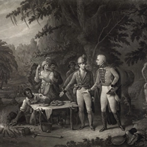 Gen. Marion in his swamp encampment inviting a British offic