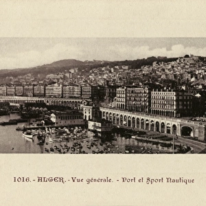 General view of port and water sports, Algiers