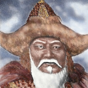 Genghis Khan (1162-1227). Engraving. Colored