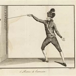 Gentleman fencer in third position of extension