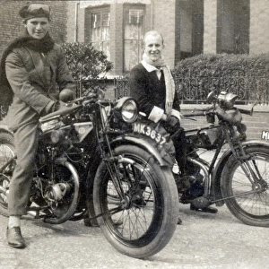 Two gentlemen on 1925 and 1923 vintage Rudge 500cc ohv bikes