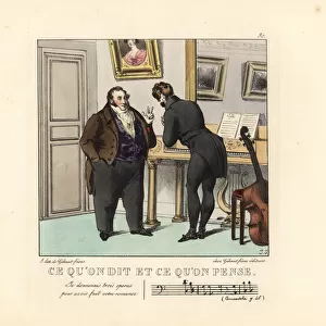 Two gentlemen composers in a music room before