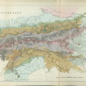 Mapa geológico de los Alpes orientales (1832). Mapa geológico de los Alpes orientales (1832).