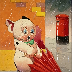 George Ernest Studdy, Bonzo in the rain with red umbrella