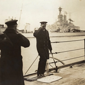 George V on board battleship HMS Queen Elizabeth