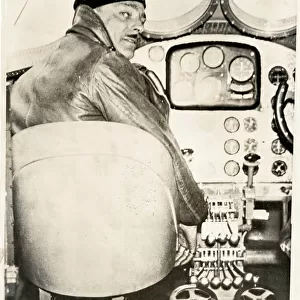 Georges Van Damme in the cockpit of the Renard R. 35 airliner
