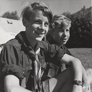 Two German boy scouts at camp