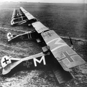 German Fokker D VII fighter planes, WW1