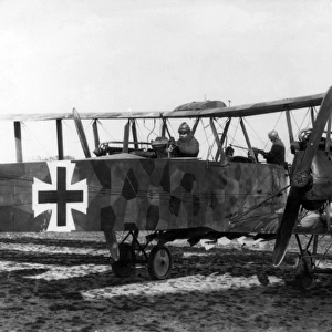 German Gotha biplane with crew, WW1
