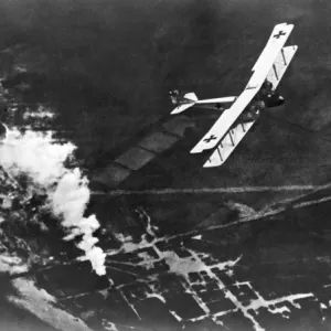 German Gotha biplane in flight, WW1 German Gotha biplane in flight, WW1