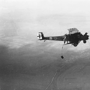 German monoplane in flight, WW1