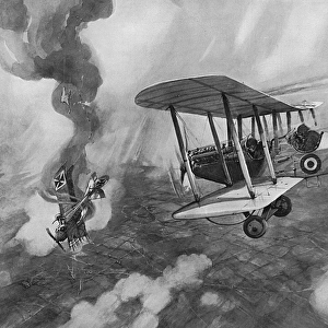 German plane attacked by British anti-aircraft gun, WW1