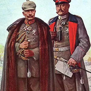 German postcard, Kaiser Wilhelm and Hindenburg, WW1