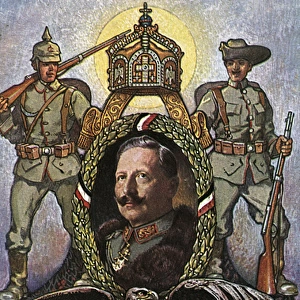 German propaganda postcard, Kaiser and eagle, WW1