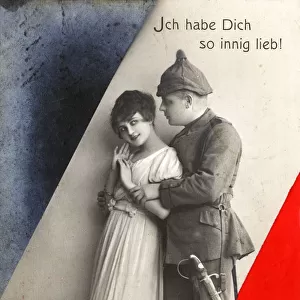 German Romantic Postcard - I love you so much
