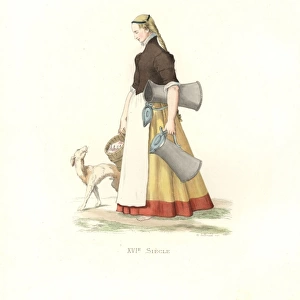 German servant girl, 16th century, carrying