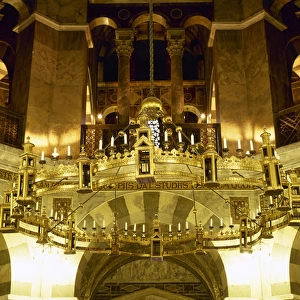 Germany. Aachen Cathedral. Palatine Chapel. Bronze chandelie