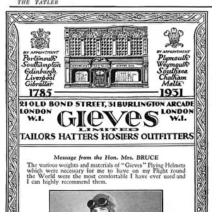 Gieves outfitters advertisement for flying helmets & goggles