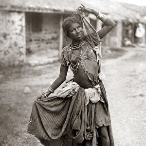 Gipsy dancing girl, India, circa 1870s